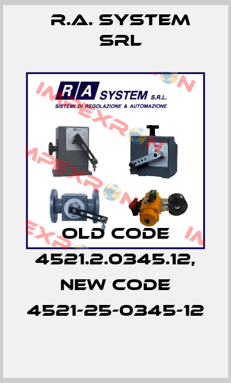 old code 4521.2.0345.12, new code 4521-25-0345-12 R.A. System Srl