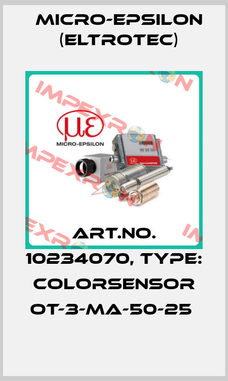 Art.No. 10234070, Type: colorSENSOR OT-3-MA-50-25  Micro-Epsilon (Eltrotec)