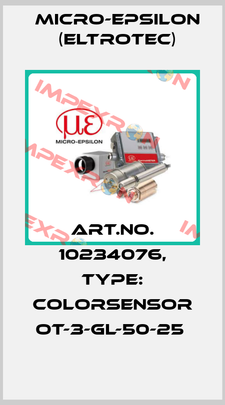 Art.No. 10234076, Type: colorSENSOR OT-3-GL-50-25  Micro-Epsilon (Eltrotec)