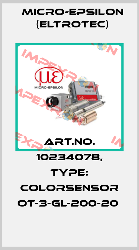 Art.No. 10234078, Type: colorSENSOR OT-3-GL-200-20  Micro-Epsilon (Eltrotec)