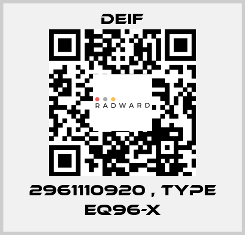 2961110920 , type EQ96-X Deif