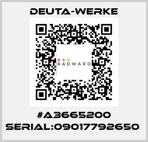 #A3665200 SERIAL:09017792650  Deuta-Werke