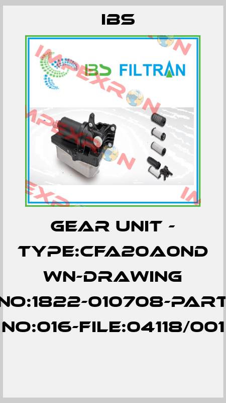 GEAR UNIT - TYPE:CFA20A0ND WN-DRAWING NO:1822-010708-PART NO:016-FILE:04118/001  Ibs