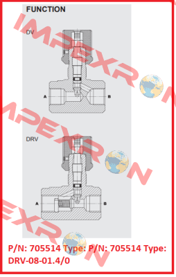 P/N: 705514 Type: DRV-08-01.4/0 Hydac