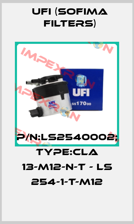 P/N:LS2540002; Type:CLA 13-M12-N-T - LS 254-1-T-M12 Ufi (SOFIMA FILTERS)