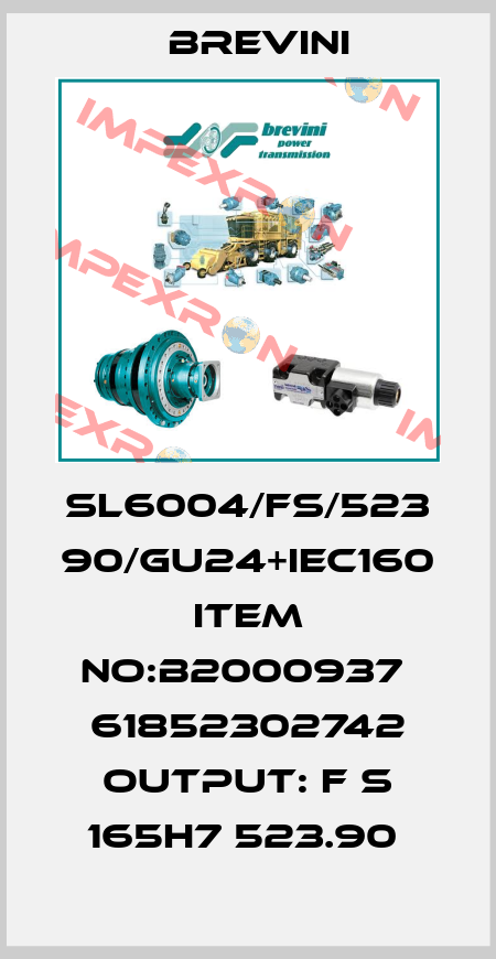 SL6004/FS/523 90/GU24+IEC160 ITEM NO:B2000937  61852302742 OUTPUT: F S 165H7 523.90  Brevini