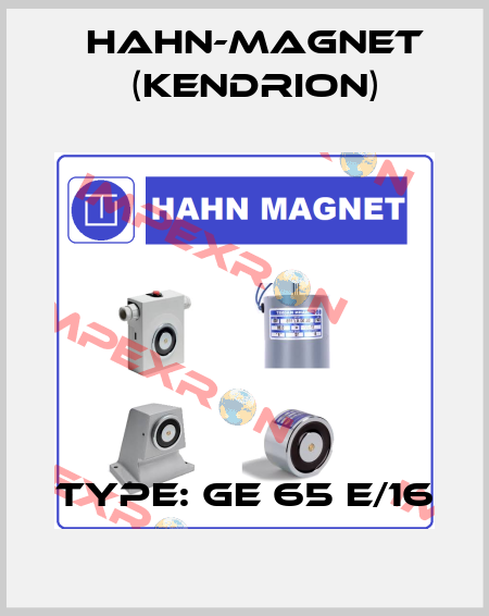 Type: GE 65 E/16 HAHN-MAGNET (Kendrion)