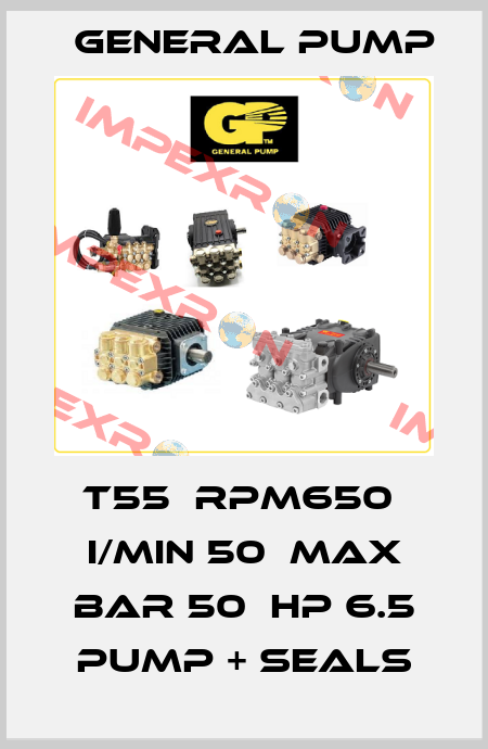 T55  RPM650  I/MIN 50  MAX BAR 50  HP 6.5 PUMP + SEALS General Pump