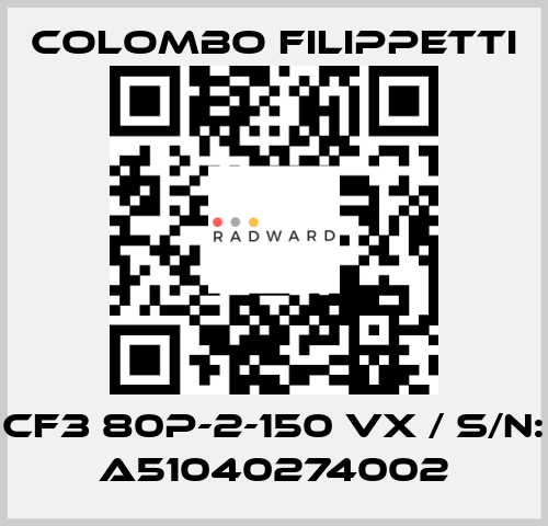 CF3 80P-2-150 VX / S/N: A51040274002 Colombo Filippetti