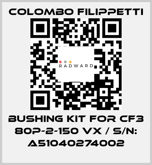 BUSHING KIT FOR CF3 80P-2-150 VX / S/N: A51040274002 Colombo Filippetti