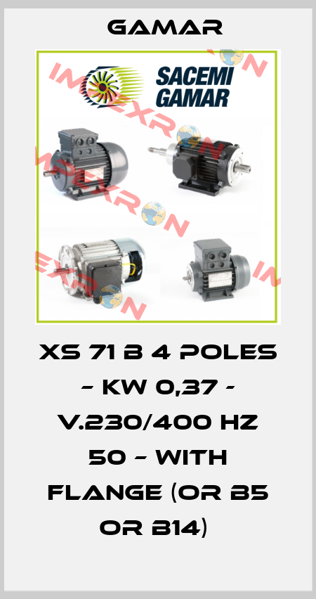 XS 71 B 4 poles – Kw 0,37 - V.230/400 Hz 50 – with flange (or B5 or B14)  Gamar
