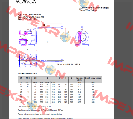 Plug valve, type 131-ISO DN 40  PN 10  Xomox