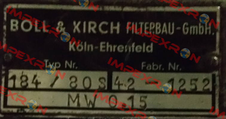  Type 184/80S REPLACED BY 2.06.5.265.500 DN 80  Boll Kirch