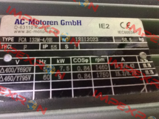Type FCA 132 M-4/HE  AC Motoren