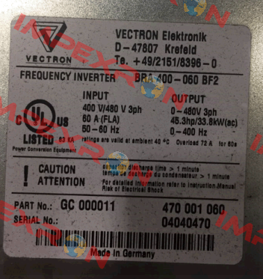 BRA 400-060 BF2  OEM Vectron