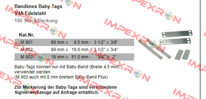 Bandimex Baby-Tags (V4A, 89 x 19mm)  Bandimex
