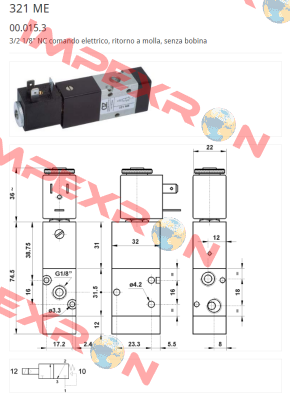 00.015.3 Type 321 ME, 1/8" AZ Pneumatica