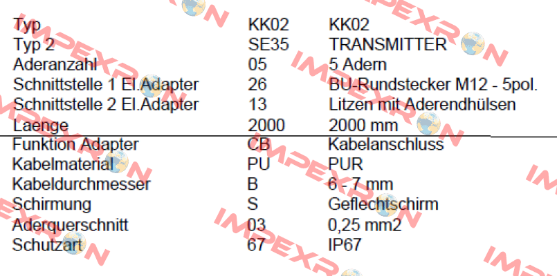 P/N: 00438680, Type: KK02-SE35 -05-26-13-2000-CB-PU-B-S-03 Burkert