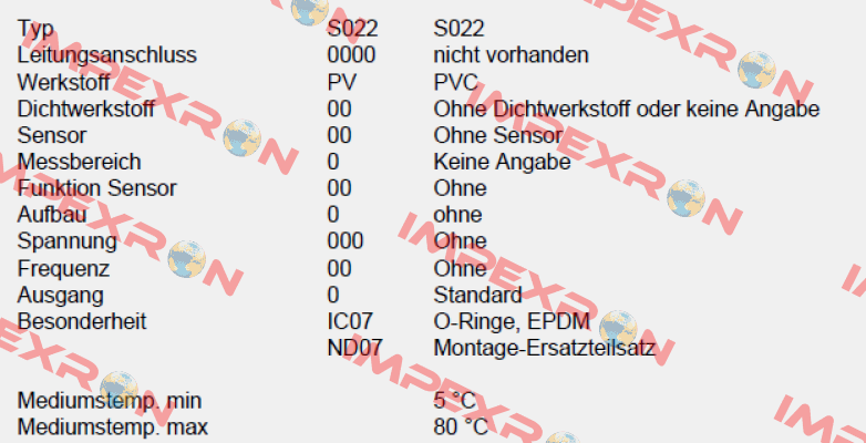 P/N: 00560854, Type: S022-0000-PV00-00-0-00-0-000/00-0 * IC07+ND07 Burkert