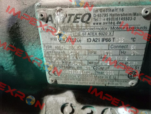 Type: UV G  30W-A1 S/N: 080652670 Aviteq