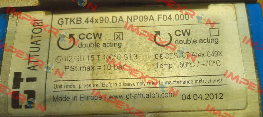 GTKB.44x90.DA.NP09A.F04.000 GT Attuatori