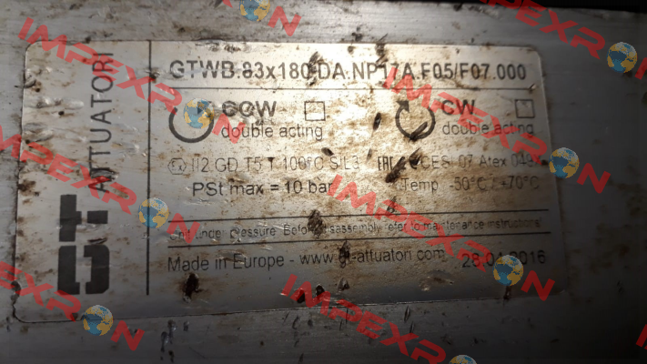 GTWB.83x180.DA.NP17A.F05/F07.000 GT Attuatori
