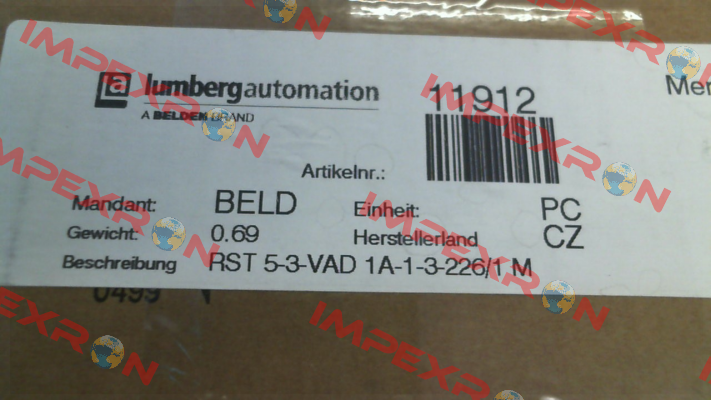 11912 / RST 5-3-VAD 1A-1-3-226/1 M (pack x10) Belden (Lumberg / Hirschmann)