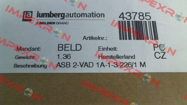 43785 / ASB 2-VAD 1A-1-3-226/1 M (pack x10) Belden (Lumberg / Hirschmann)