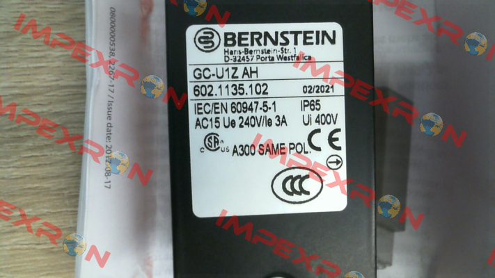 P/N: 6021135102 Type: GC-U1Z AH                    B Bernstein