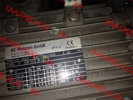 Type FCPA 100LB-4/ № 09070506  replaced by EDM-4-B35-3-100L-A-Z0  AC Motoren