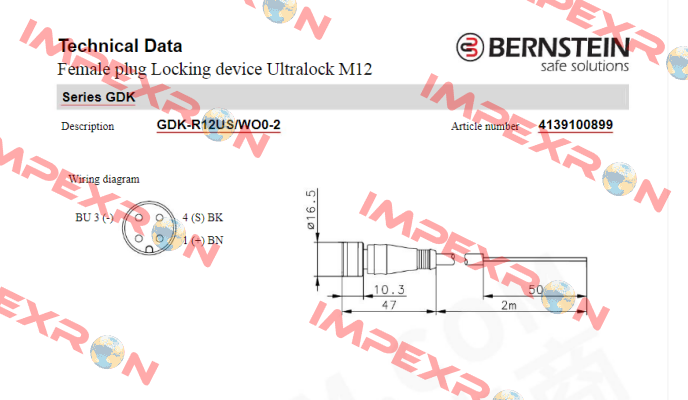 Art.No.4139100899 Type: GDK-R12US/WO0-2 Bernstein