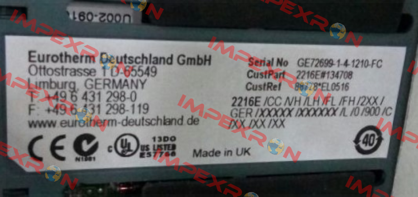 2216E/CC/VH/LH/XX/XX/2XX/ENG/XXXXX/XXXXXX/Z/0.0/200.0/C/XX/XX/XX Eurotherm
