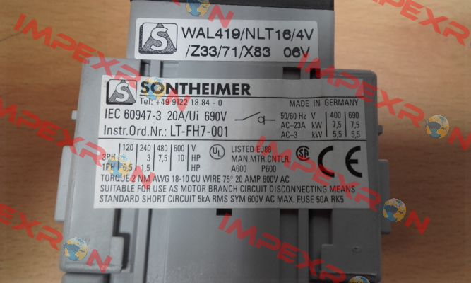 WAL419/NLT16/4V /Z33/71/X83  Sontheimer